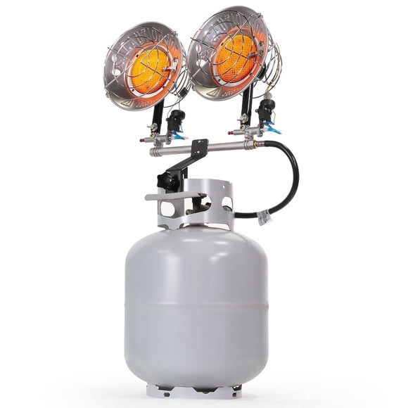 XtremepowerUS Calentador Radiante de Propano Portátil con Doble Tapa de Tanque, 30 000 BTUs, Calor Infrarrojo Instantáneo, para Lugar de Trabajo/garaje/espacio de Trabajo, hasta 48 Horas con Tanque de 20 Lb, Solo para Uso en Exteriores
