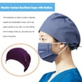 thumbnail image 4 of Guardurnaity Musulmán Turbante Bouffant Caps Botón Hijabs Sombreros Plisado Chemo Head Wrap Sombreros Morado oscuro, 4 of 6
