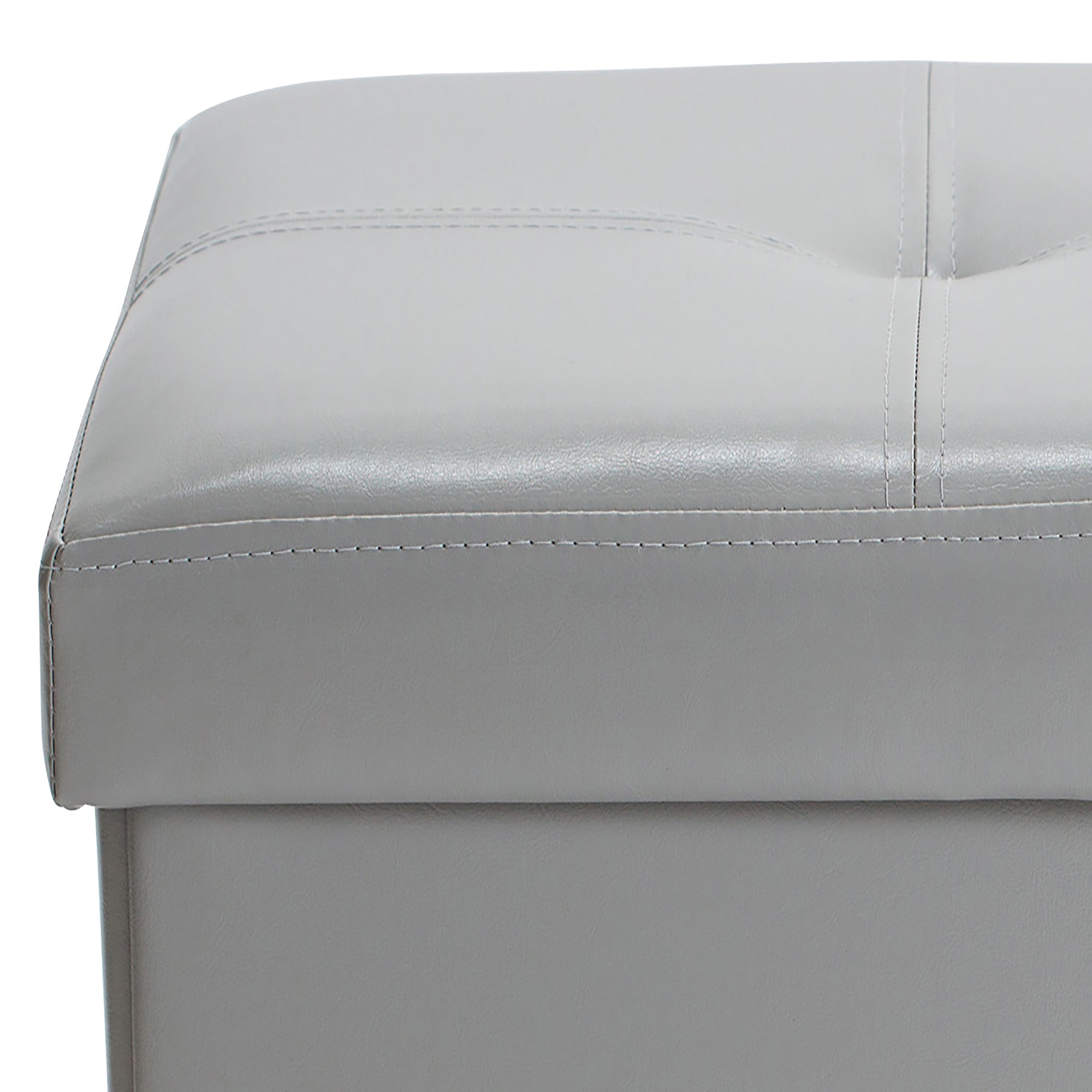 Simplify Laux Leather Double Folding Ottoman, Gray (30x16x16)