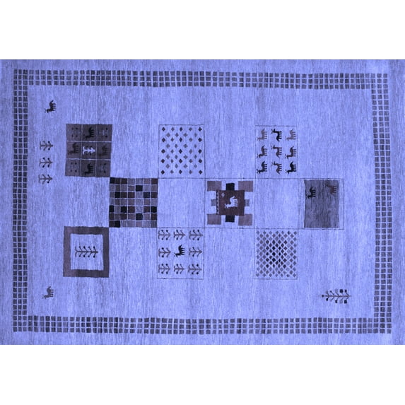 Ahgly Company Indoor Rectangle Abstract Blue Contemporary Area Rugs, 4' x 6'