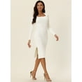 thumbnail image 3 of DARING DIVA Slim Fit Ribbed Knit Bodycon Sweater Dress L White, 3 of 6