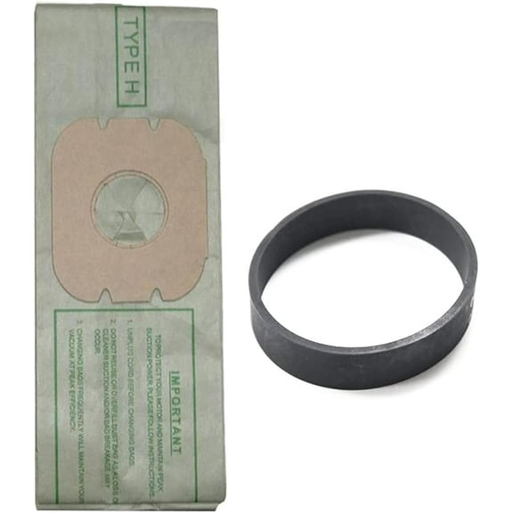 Replacement Part For Hoover Model C3077 Celebrity Canister Vacuum Cleaner Type H Paper Bags 3PK With One Flat Belt