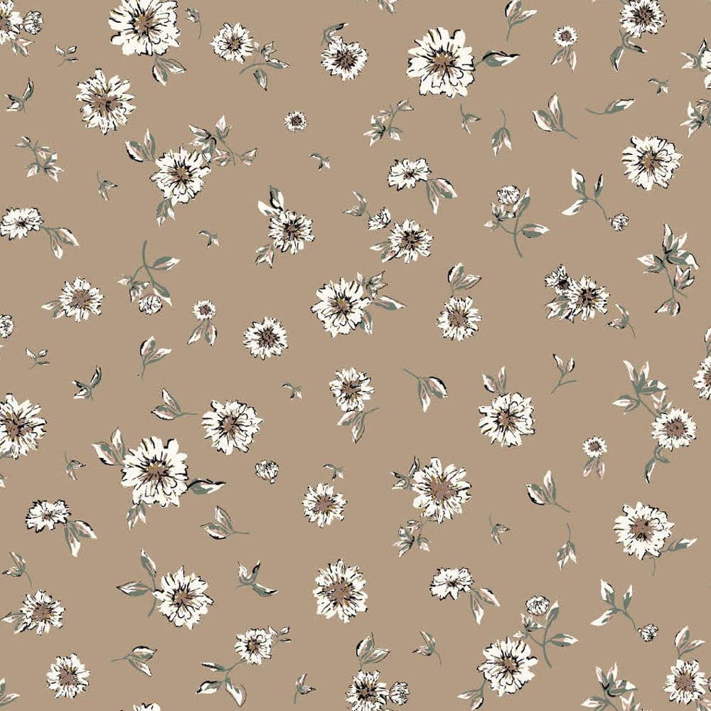 FREE SHIPPING!!! Taupe Mocha Floral Pattern Printed on 4x2 Rib Knit Fabric, DIY Projects by the Yard