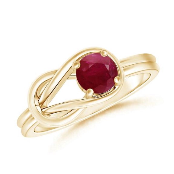 Round Shape Red Ruby Band Ring Women 925 Sterling Silver Yellow Gold Plated July Birthstone Valentine Day Birthday Gift Gemstone Jewelry