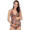 thumbnail image 2 of Maternity Floral Swimsuits One Piece Bathing Suits V-Neck Pregnancy Swimwear Bikini Red (2XL, 2 of 7