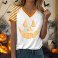 thumbnail image 5 of Godom Womens Halloween T-Shirt Funny Short Sleeve V Neck Graphic Tees Tops, 5 of 7