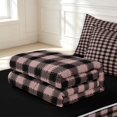 thumbnail image 6 of Manfei Classic Plaid Zipper Full Size Comforter Sets with Fitted Sheet and 2 Pillowcases,Vintage Check Zipper Bedding Set,Black Pink,Black Reversible,4pcs, 6 of 8