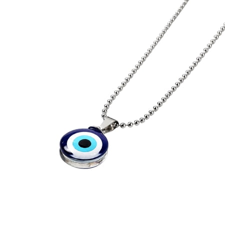 Vardaan Crystalx Tiny Blue Turkish Evil Eye Pendant Chain Necklace For Men And Women 1 Pc. Round Evil Eye Charm Pendant.