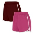 thumbnail image 2 of YOIAVAIOY 2 Pack Womens Yoga Shorts Elastic Waist Comfy Athletic Dolphin Shorts Running Cycling Workout Gym Shorts with Pockets Wine M, 2 of 3
