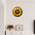 thumbnail image 4 of Analog Wall Clock Silent Non-Ticking Clocks Battery Operated Decor Clock for Living Room,Office,Kitchen-Vibrant Sunflower With Leaves Centered On A Black Background(14inch), 4 of 4