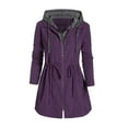 thumbnail image 2 of Otvok Womens Zipper Patchwork Winter Fly Hooded Space Plus Thick Cotton Coat, 2 of 7