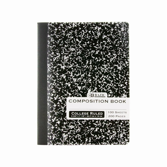 BAZIC C/R 100 Ct. Black Marble Composition Book [5050]
