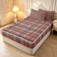 thumbnail image 2 of Manfei Classic Plaid Zipper Queen Comforter Set with Fitted Sheet and 2 Pillowcases,Vintage Check Zipper Bedding Set,Red Orange,Reversible,4pcs, 2 of 8