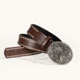 thumbnail image 6 of ibiyuan Mens Belts Casual Western Cowboy Belt with Bull Buckle Floral Embossed Design Adjustable Fashion Accessory for Daily Wear and Parties, 6 of 6