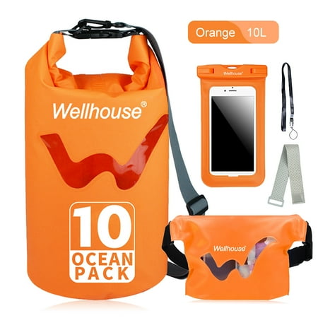 Outdoors Cafe And Bar Set of 3 Waterproof Dry Bag Waist Pack and Phone Case Outdoor Travel Beach Storage Bags for Kayking Rafting Boating ()