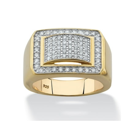 1.05 TCW Men's Cubic Zirconia Geometric Ring in 18k Gold over Sterling Silver