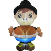 6 FT Height Thanksgiving Inflatables Boy Holding a Pumpkin Pie, Blow Up Yard Decoration Clearance with LED Lights Built-in for Holiday/Party/Yard/Garden