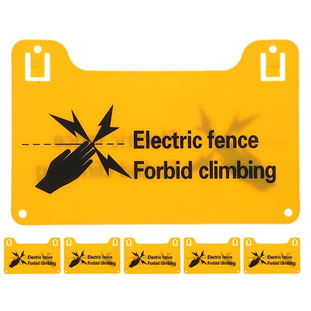 Electric Fence Hazard Labels Electric Fence Warning Signs Yellow PVC 6Pack 7.9X5.04X0.12In