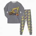 thumbnail image 2 of TOWED22 Infant Baby Boy Clothes 2-Piece Long Sleeve Crew Neck Sweatshirt Tops Casual Pocket Joggers Pants Cartoon Outfits Toddler Clothing Set(Grey,5-6 Y), 2 of 7
