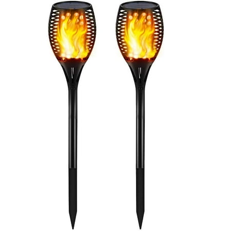 Solar Lights Dancing Flames LED Waterproof Wireless Flickering Torches Lantern (2 (Best Led Torch Light In India)