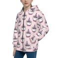thumbnail image 2 of Pofeuu Cute Cupcake Print Teenage Zipper Hoodie Sweatshirts Hooded Casual Jackets With Pocket For Boys Girls-Small, 2 of 6