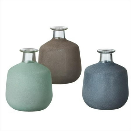 Pack Of 6 Jade Green Taupe Brown And Slate Blue Sand Frosted
