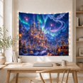 thumbnail image 5 of Snowy Fantasy Castle With Blue Flying Dragon, Whimsical Fantasy Style for Dragon Lovers, Castle Wall Art, Christmas Gift Tapestry Wall Hanging for Bedroom and Dorm, 5 of 7