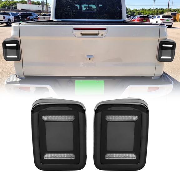 AMERICAN MODIFIED Smoked Lens LED Tail Lights w/Brake Reverse Turn Signal for 2020 Jeep Gladiator JT
