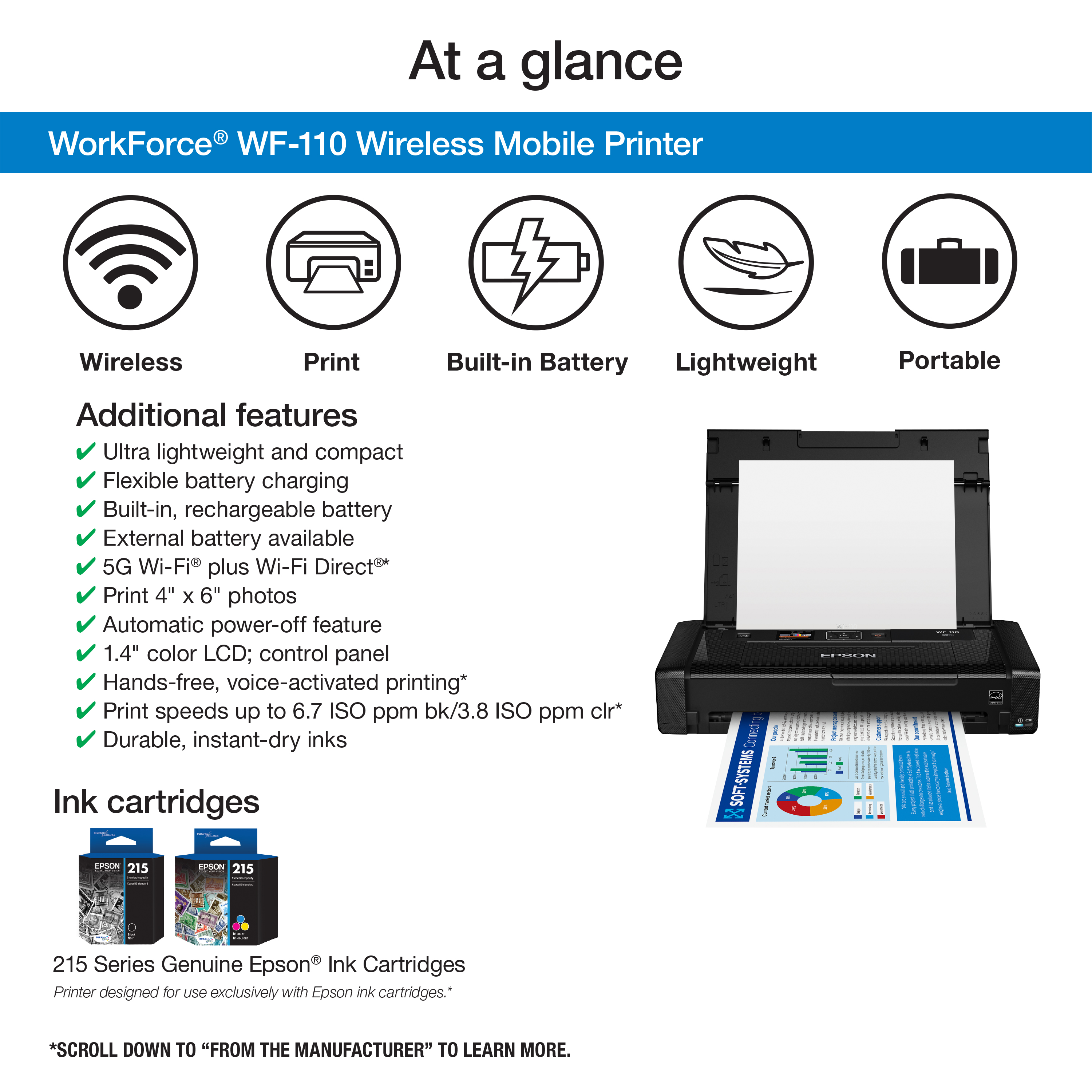 Epson WorkForce WF-110 Wireless Mobile Printer photo 2