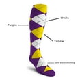 thumbnail image 2 of Golf Knickers Colorful Knee High Argyle Cotton Socks For Men Women and Youth - 5Q: Purple/Yellow/White - Youth, 2 of 2