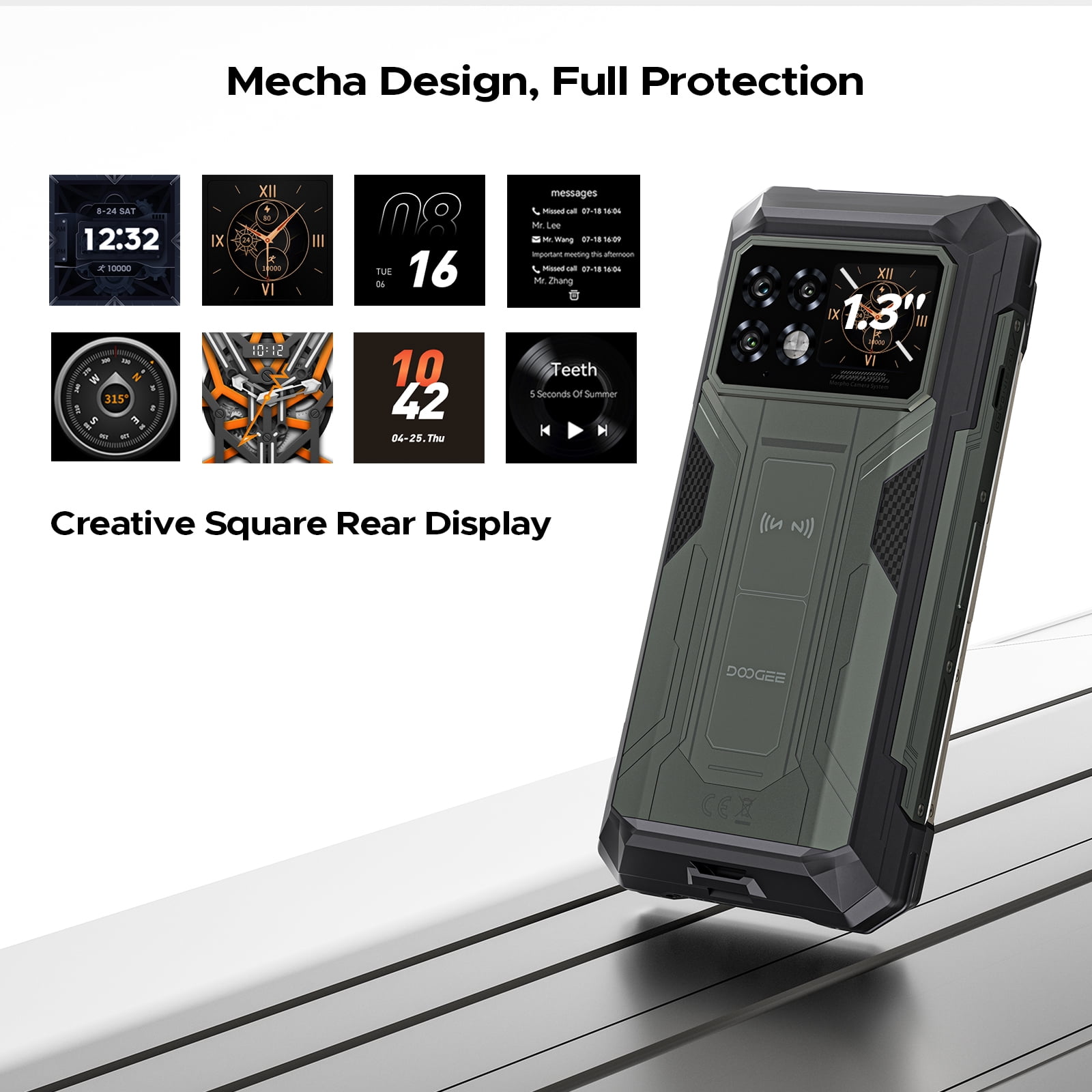 DOOGEE S200 Max 5G Rugged Phone Unlocked, Rugged Smartphone with 1.3" Rear Screen,22000mAh/66W,36GB+512GB/TF 2TB,108MP+20MP Night Vision Camera,6.72" FHD+/120Hz,Dual Unlock/NFC/5G Dual SIM Android 15