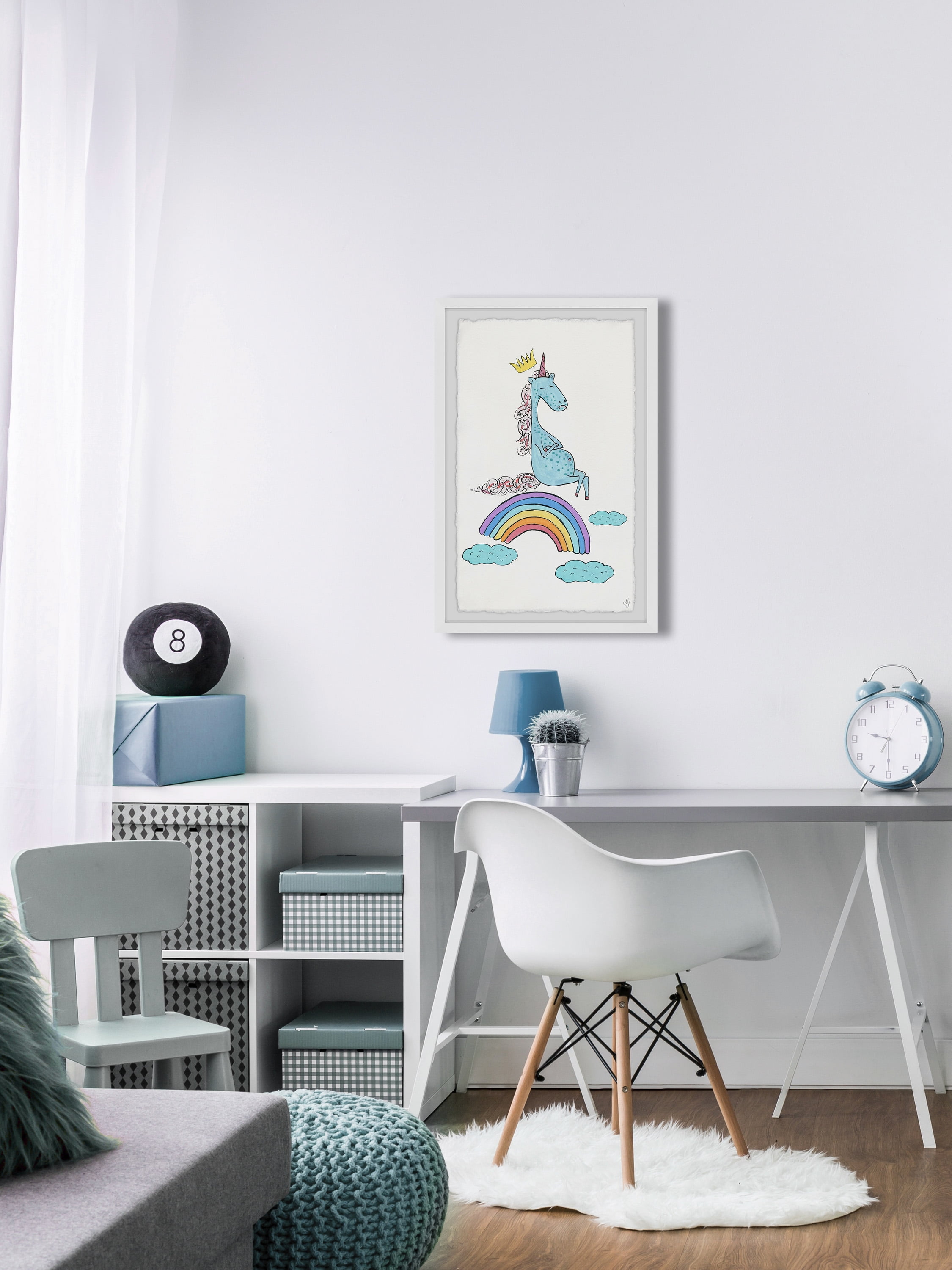 Marmont Hill Unicorn Rainbow Framed Wall Art, 24.00" x 1.50"