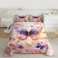 thumbnail image 3 of Manfei Chic Butterflies Queen Comforter Set,Dreamy Fairy Tale Bedding Sets,Romantic Flower Floral Bedding Comforter Set For Teens Girls,Uper Cozy Room Decor Reversible,3-Piece, 3 of 9
