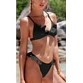 thumbnail image 3 of Charmo Womens Ruffle Bikinis Ribbed Triangle High Cut 2 Piece Bathing Suit, 3 of 7