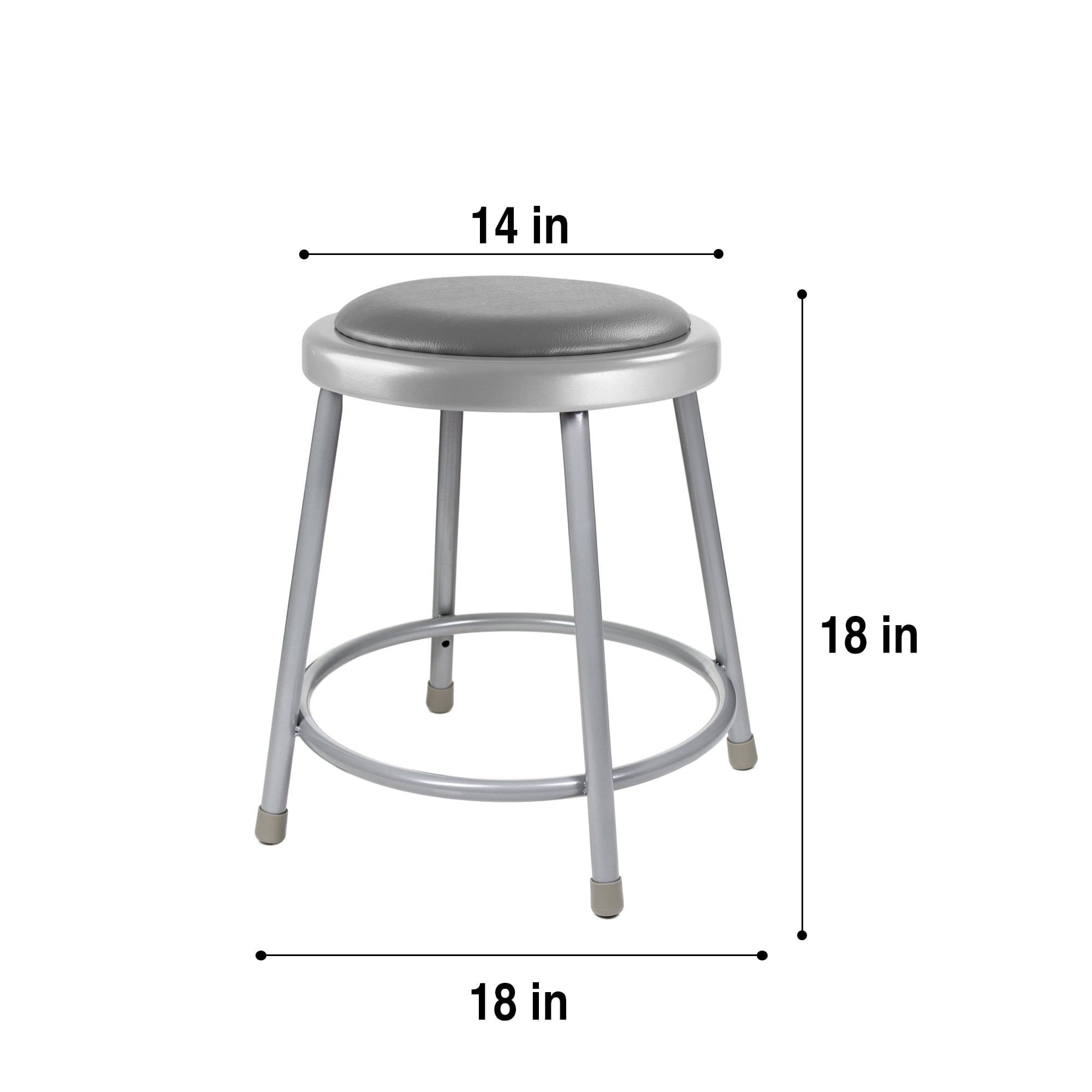 Hampden Furnishings Otto Collection 18" Height Vinyl Padded Science Stool, Grey, Pack of 2