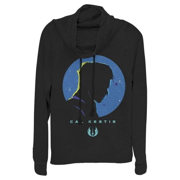Junior's Star Wars Jedi: Fallen Order Cal Kestis Profile Cowl Neck Sweatshirt Black 2X Large