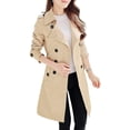 thumbnail image 1 of Nanjun Gabardina De Doble Botonadura Para Mujer (Khaki-14A), 1 of 5