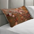thumbnail image 2 of Nature Quilted Pillowcover, Cherry Blossom Sakura Tree Branches Flowering Japanese Flourishing Print, Standard King Size Accent Pillow Cover for Bedroom, 36" x 20", Pale Pink Dark Coral, by Ambesonne, 2 of 2