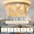 thumbnail image 6 of 3-Light Bohemia Wood Beaded Flush Mount Ceiling Light Antique Rustic Chandelier White Finishing for Bedroom Nursery Room Girl Room Hallway Entryway Passway Dining Room, 6 of 8