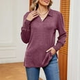 thumbnail image 2 of XuJwPNcy Long Sleeve Shirts for Women Collared V Neck Tshirts Fall Loose Baggy Tops Tunic Blouses, 2 of 4