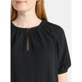 thumbnail image 4 of Time and Tru Women's Double Cloth Cotton Top with Short Sleeves, Sizes XS-XXXL, 4 of 5