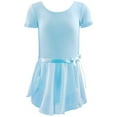 thumbnail image 2 of HAOTAGS Toddler Girls' Skirt Suits, Practice Suit Short Sleeve Solid Color Two-Piece Ballet Outfit Light Blue 4 T, 2 of 3