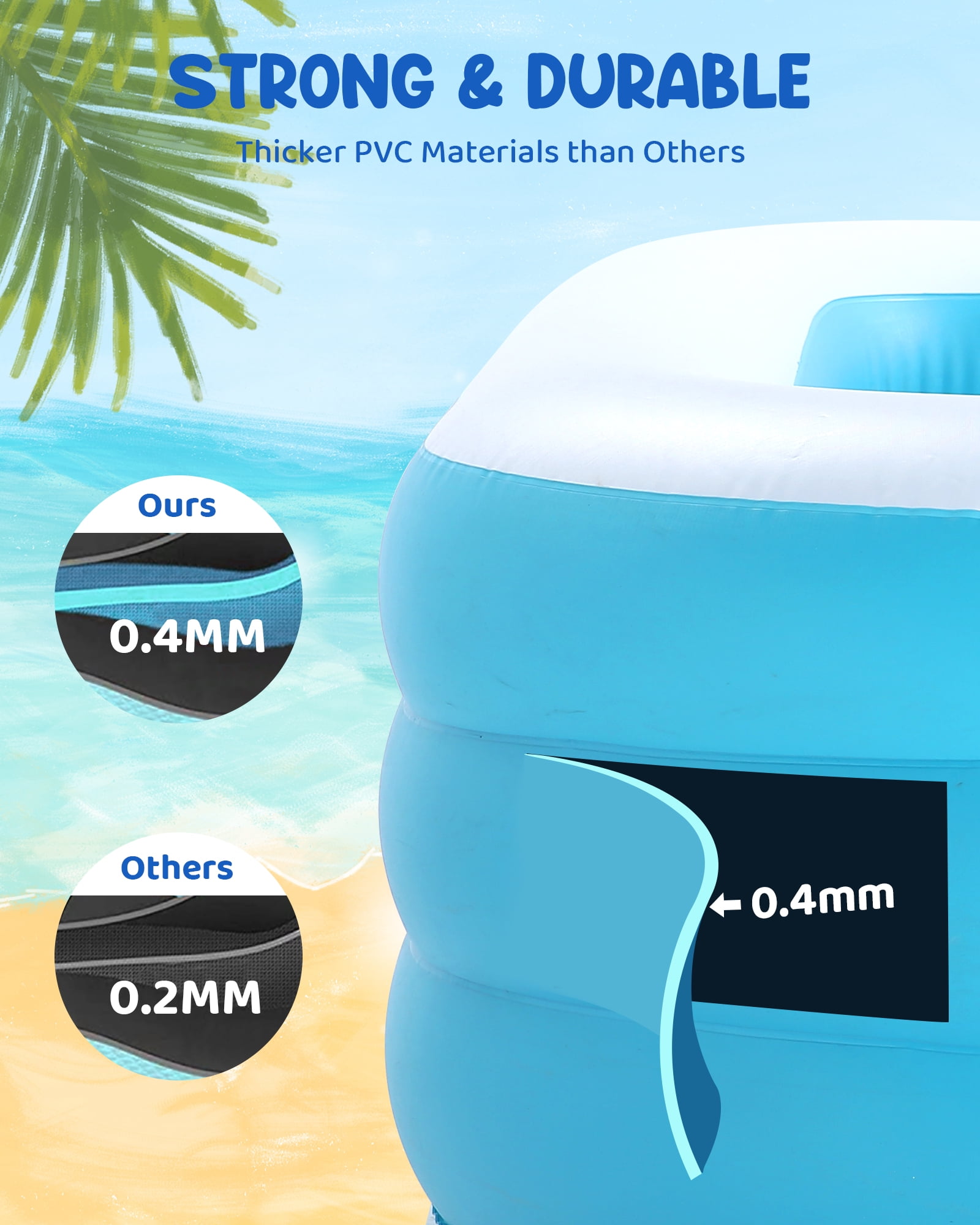 Naipo 95In Inflatable Swimming Pool Family Inflatable Pool Full-Sized Blow Up Pool Square Easy Set 95''*56''*22'' For Summer Play