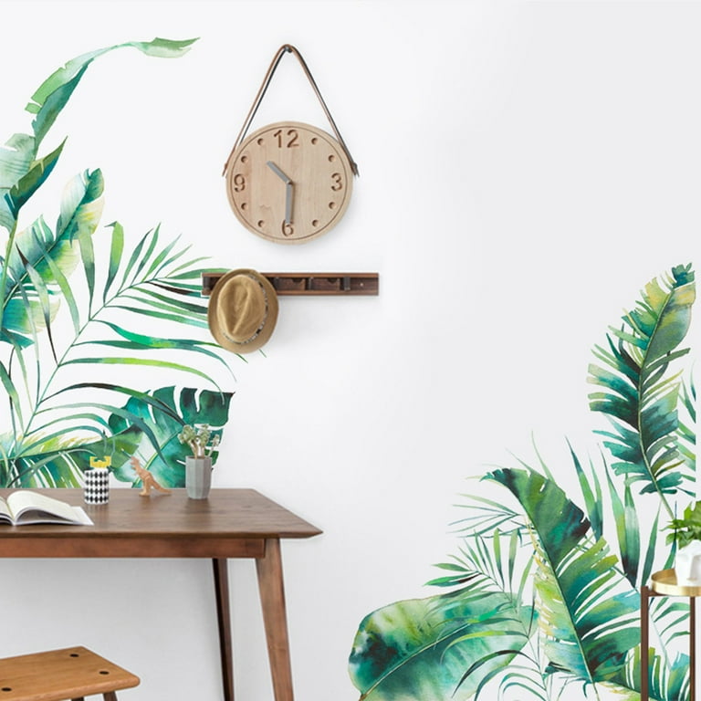 Visland Tropical Wall Stickers Jungle Leaf Wall Posters for Bedroom, Palm  Leaf Wall Decals Vinyl Peel and Stick Green Plants Art Murals for Living