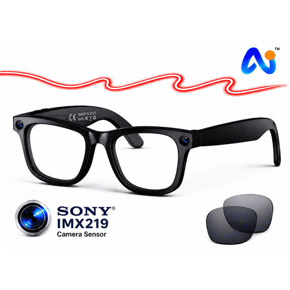 AI Smart Glasses with Video Camera, Bluetooth Open-Ear Audio & Voice Control