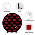 thumbnail image 4 of Yiaed Red Beautiful Lips Print Bone China Decorative Plate Ceramic Dinner Plates Art Crafts with Display Stand-8in, 4 of 6