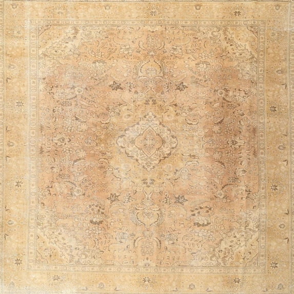 Ahgly Company Machine Washable Indoor Square Traditional Sand Brown Area Rugs, 5' Square