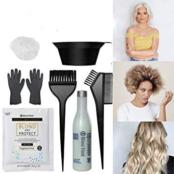 8 Level Hair Bleach Lightening Diy Kit Combo 20 Vol Developer 3 Pcs Set Blue Powder Walmart Com Walmart Com