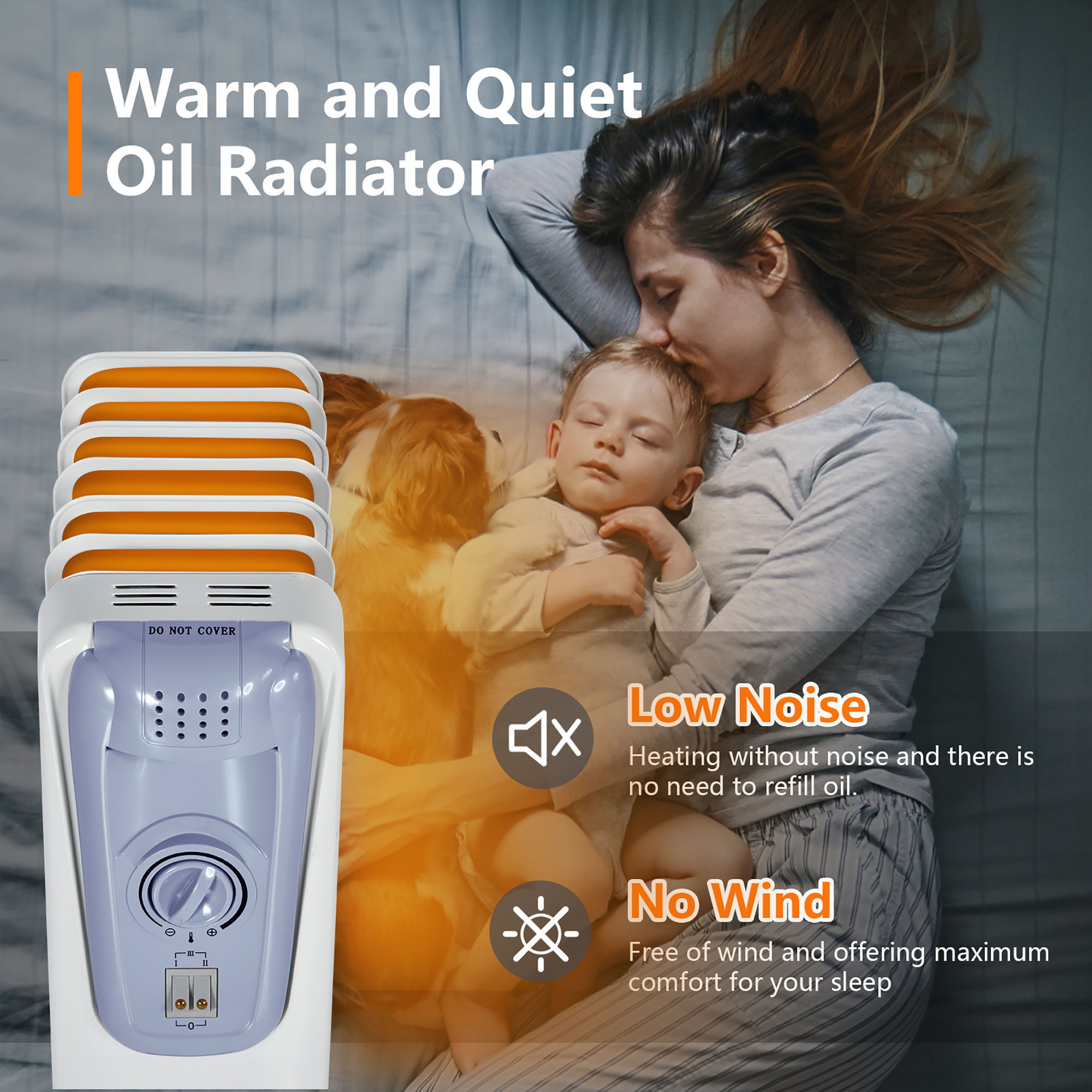 Costway 1500W Electric Oil Filled Radiator Space Heater 7-Fin Thermostat Room Radiant - image 4 of 9