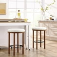 thumbnail image 2 of Counter Stool Chair, Set of 2, Ivory White Walnut, Fabric, Wood, Bar Pub Cafe Bistro Dining Kitchen Hospitality Restaurant, Modern Contemporary HB36721, 2 of 8